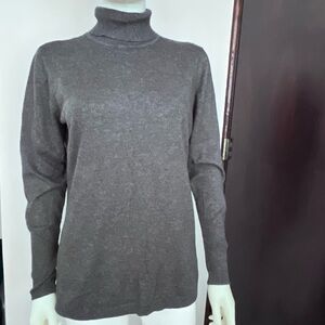 Worthington Sweater Womens Sz L GrayTurtleneck Pullover Knit Preppy